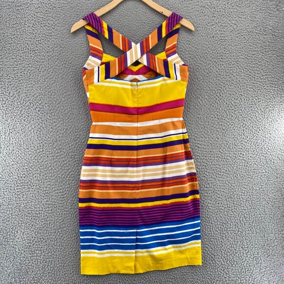 Calvin Klein Dress Womens 2 Multicolor Striped Sheath Sweetheart Neck Bra Mini - Picture 3 of 11